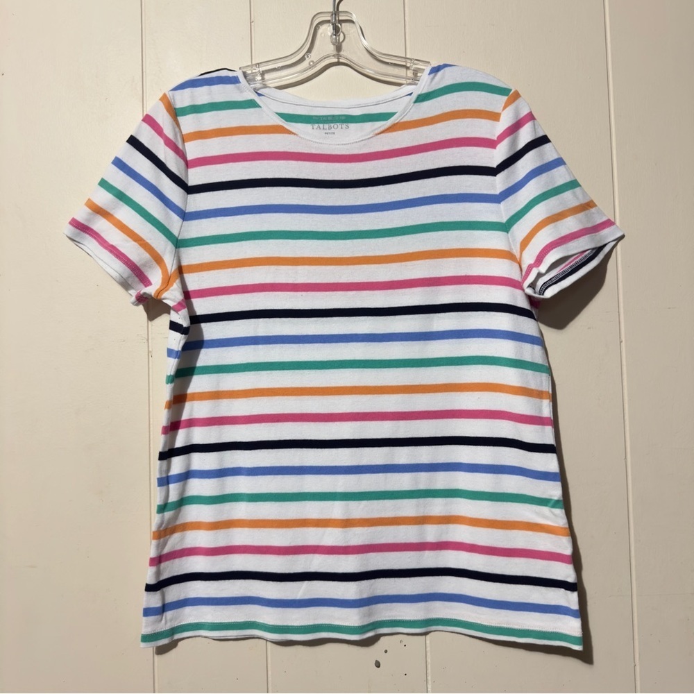 Talbots Crewneck Stripe Shirt Multicolored Woman Size LP